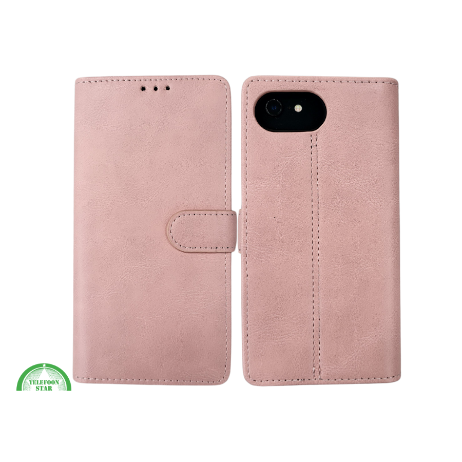 portemonnee licht Roos cover boek case iPhone 16E Nieuw model 2025