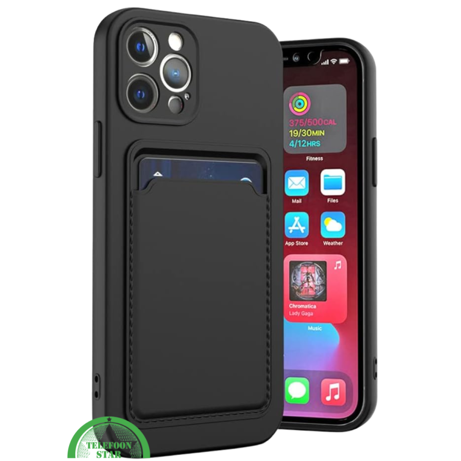 Zwart Hoesje voor iPhone 12 Pro met Kaartvak, Praktisch, Slank &amp; Veilig