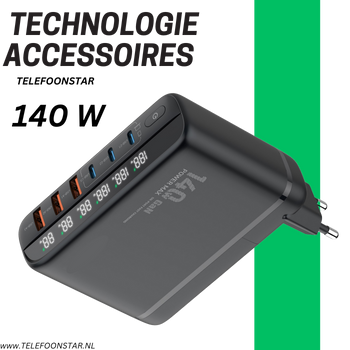 140W GaN Super Fast Charger &ndash; Oplader met Turbo Power Engine & Vervangbare Stekker