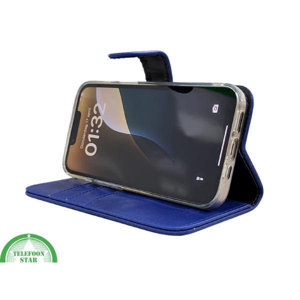 Blauw Bookcase Hoesje iPhone 13 EN 14  Wallet Case met Magneetsluiting Telefoonstar – foto 6