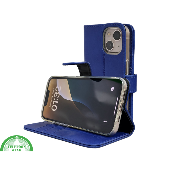 Blauw Bookcase Hoesje iPhone 13 EN 14  Wallet Case met Magneetsluiting Telefoonstar – foto 7