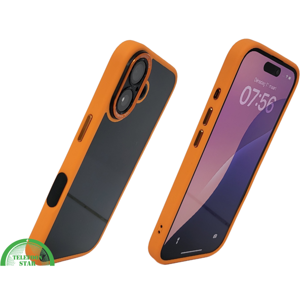 iPhone 16 Plus oranje transparant met schokbestendige bescherming – foto 2