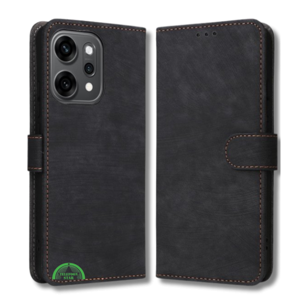 Hoesje voor Oppo Reno 12 5G Zwart Bookcase Premium kunstleer volledig – foto 3