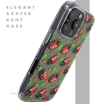 iPhone 16 Pro Transparant Hoesje Met Lieveheersbeestjes Groene Achtergrond Bescherming