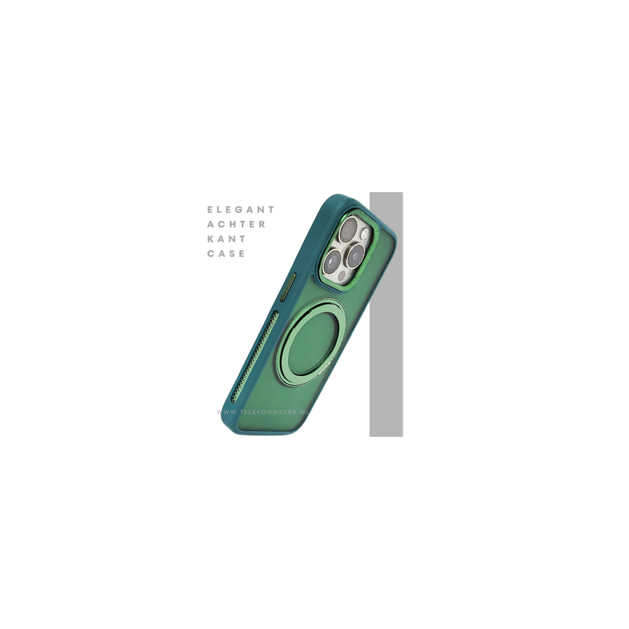Glanzend Groen iPhone 15 Pro Hoesje met Ringhouder &ndash; Transparant &amp; MagSafe | Telefoonstar.nl