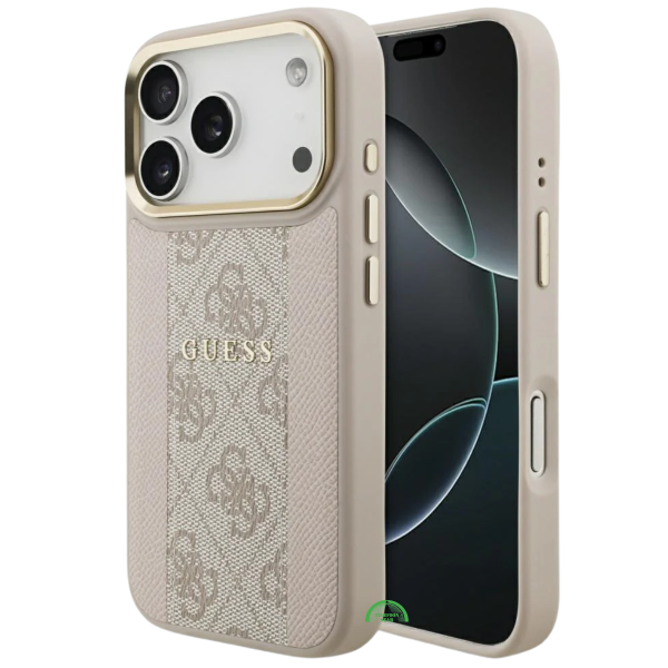 Hoesje voor iPhone 17 Pro Beige met Gouden Camerarand, antislip zijkanten – foto 5