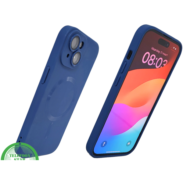 iPhone 15 Hoesje &ndash; Donkerblauw Met MagSafe Ondersteuning | Simpel, Sterk &amp; Slim – foto 2