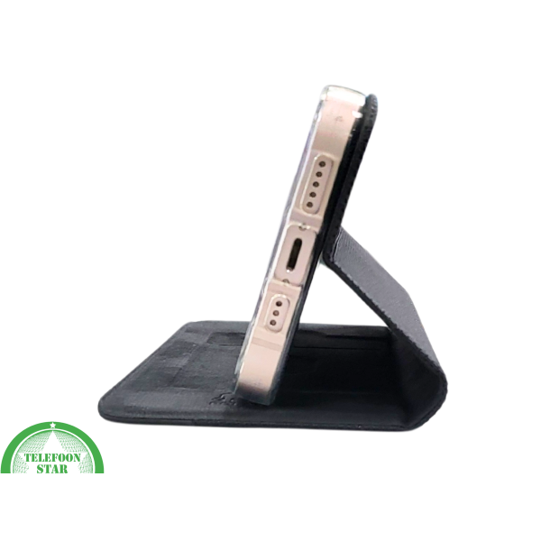 Zwart Bookcase Hoesje iPhone 13 / 14 &ndash; Met Structuur en Pasjeshouder | &euro;14,95 – foto 5