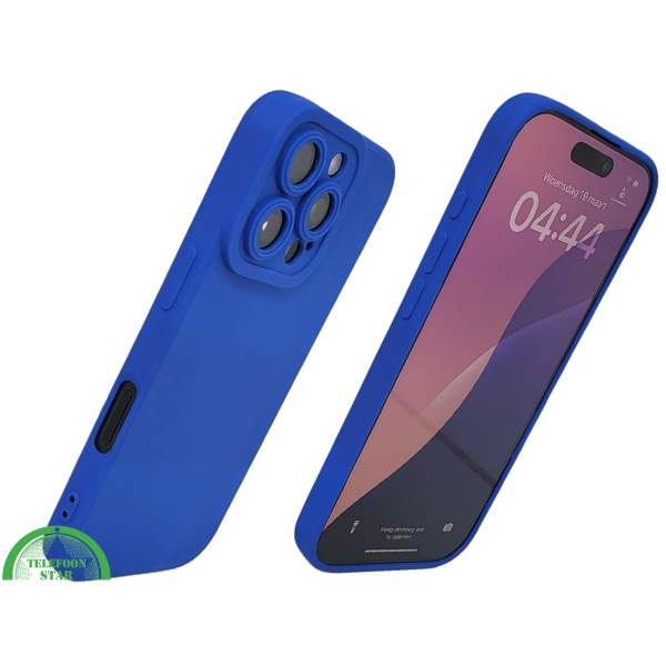 iPhone 16 Pro Blauw Hoesje Mat Design Met Verhoogde Camerabescherming – foto 2