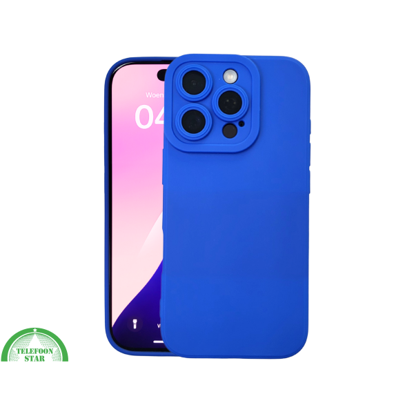 iPhone 16 Pro Blauw Hoesje Mat Design Met Verhoogde Camerabescherming – foto 3