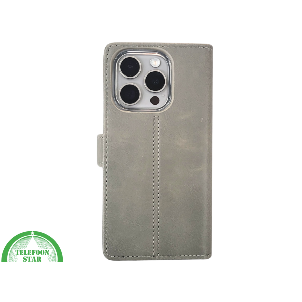 iPhone 15 Pro Max Hoesje Grijs &ndash; Elegant Bookcase met Pasjeshouder | Telefoonstar – foto 3
