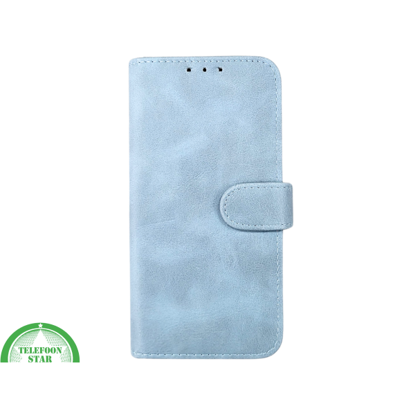 Lichtblauw Bookcase Hoesje iPhone 13 en 14 Met Sluitbandje en Pasjeshouder prijs goedkoop &euro;14,95 – foto 2