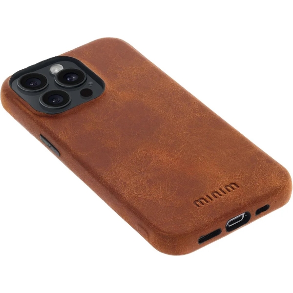 iPhone 15 Pro Max 100% Leer hoesje | Lederen Backcover | Minimalistisch | Cognac – foto 3