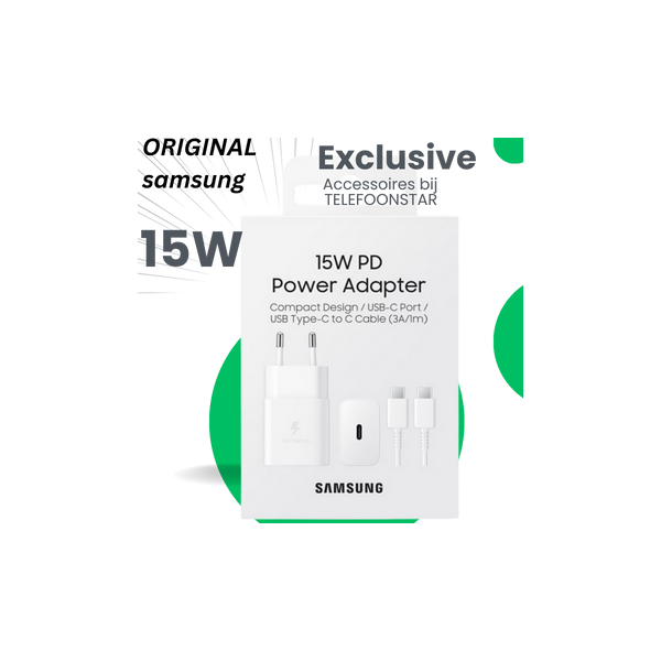 Samsung Adapter (15W PD) met kabel USB-C to USB-C Wit – foto 6