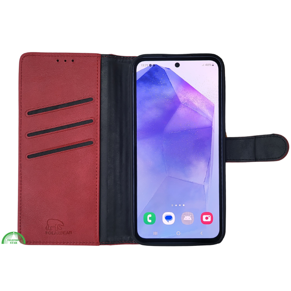 A17 Boek Case Leer Stijlvolle en Beschermende Wallet Case bordeauxrood – foto 8