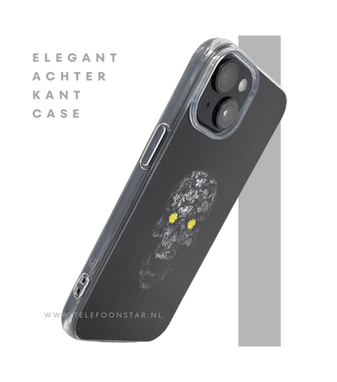 iPhone 15 Plus Hoesje &ndash; Zwart Schedel Design met Bloemen | Kunstzinnig & Beschermend