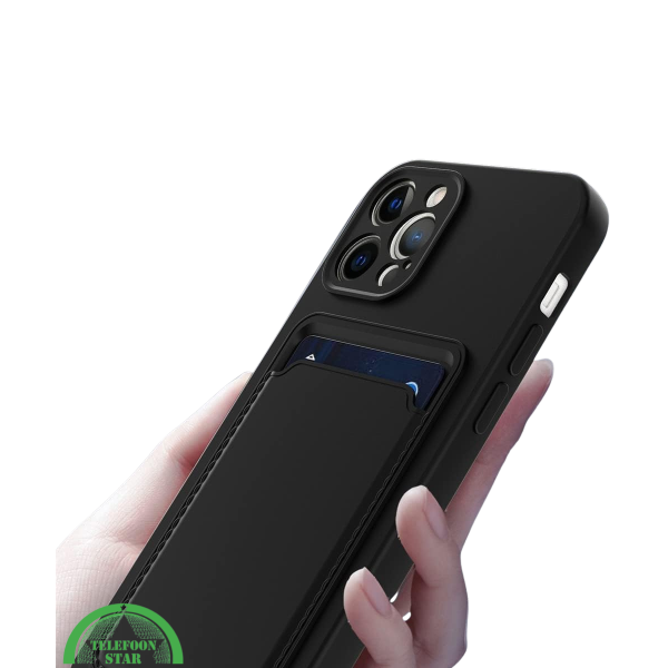 Zwart Hoesje voor iPhone 12 Pro met Kaartvak, Praktisch, Slank &amp; Veilig – foto 3