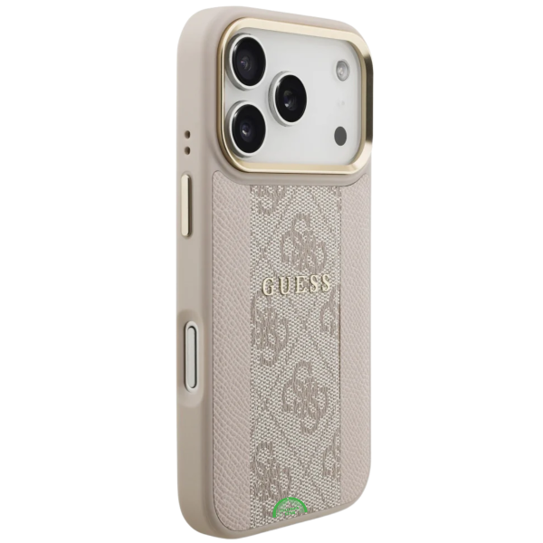 Hoesje voor iPhone 17 Pro Beige met Gouden Camerarand, antislip zijkanten – foto 2
