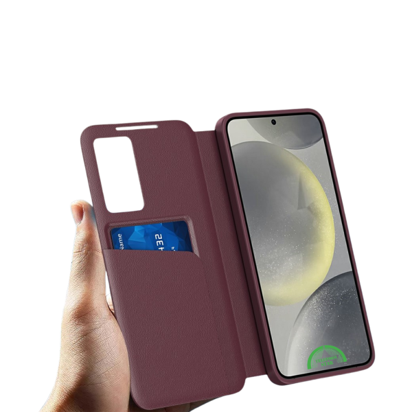 Samsung Galaxy S26 Ultra Hoesje Rood Smart View Bookcase met Pasjeshouder – foto 4