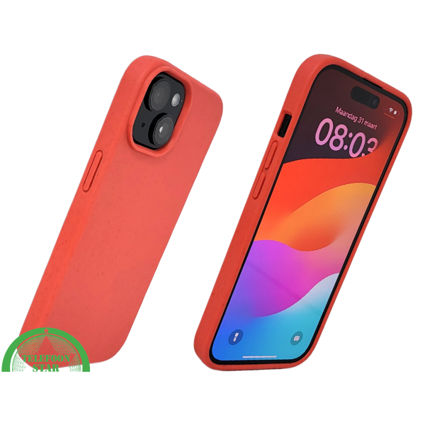 iPhone 15 Hoesje &ndash; Oranje Met Spikkeltextuur | Fel, Fris &amp; Functioneel – foto 2