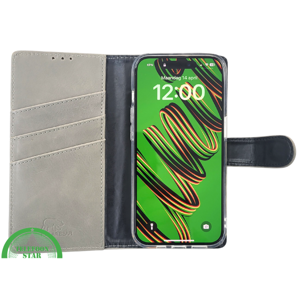 iPhone 15 Pro Max Hoesje Grijs &ndash; Elegant Bookcase met Pasjeshouder | Telefoonstar – foto 5