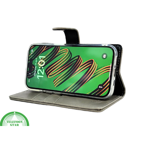 iPhone 15 Pro Max Hoesje Grijs &ndash; Elegant Bookcase met Pasjeshouder | Telefoonstar – foto 6