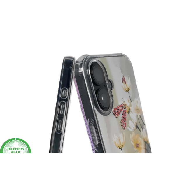 iPhone 16 hoesje transparant met bloemenprint en MagSafe ring – foto 6