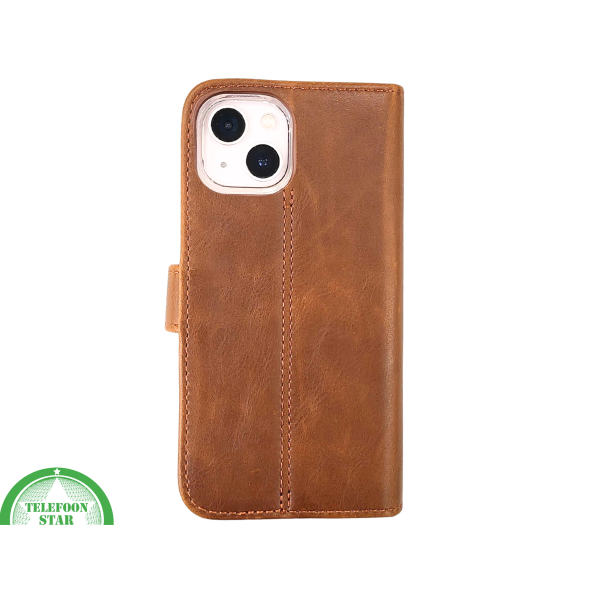 Bruin Bookcase Hoesje iPhone 13 / 14 &ndash; Vintage Leren Look met Bandje | &euro;14,95 – foto 3