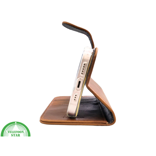 Bruin Bookcase Hoesje iPhone 13 / 14 &ndash; Vintage Leren Look met Bandje | &euro;14,95 – foto 5