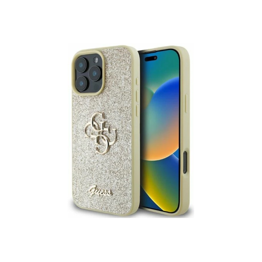 Guess Gouden Glitter Hoesje voor iPhone 16 Pro Max