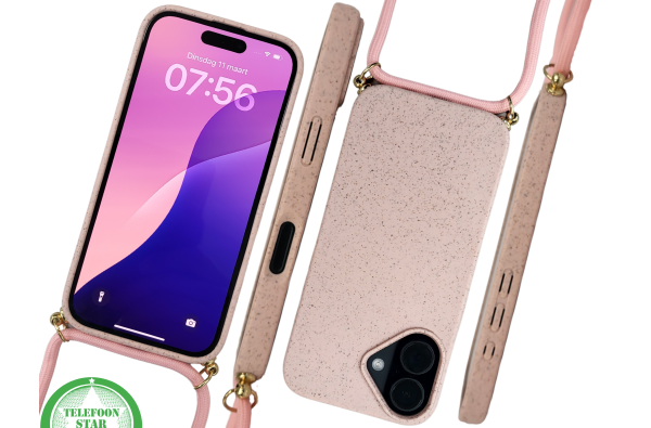 iPhone 16 Hoesje met Koord Roze – Elegant & Duurzaam