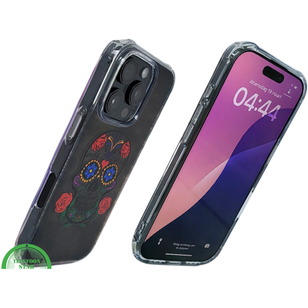 iPhone 16 Pro Hoesje met Skull Design &ndash; Elegante Achterkant Bescherming  Telefoonhoesje Transparant &amp; Stevig – foto 2