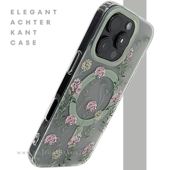 iPhone 16 Pro Transparant Hoesje Met Groene Bloemenprint Elegante Achterkant Bescherming