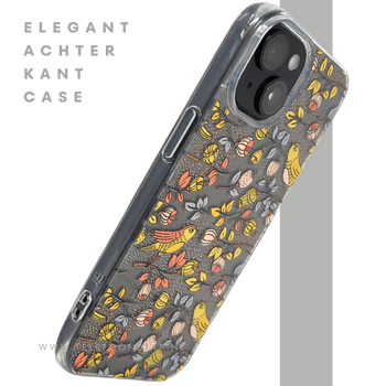 iPhone 15 Hoesje &ndash; Herfstvogels Design met Transparante Rand | Kleurrijk & Beschermend