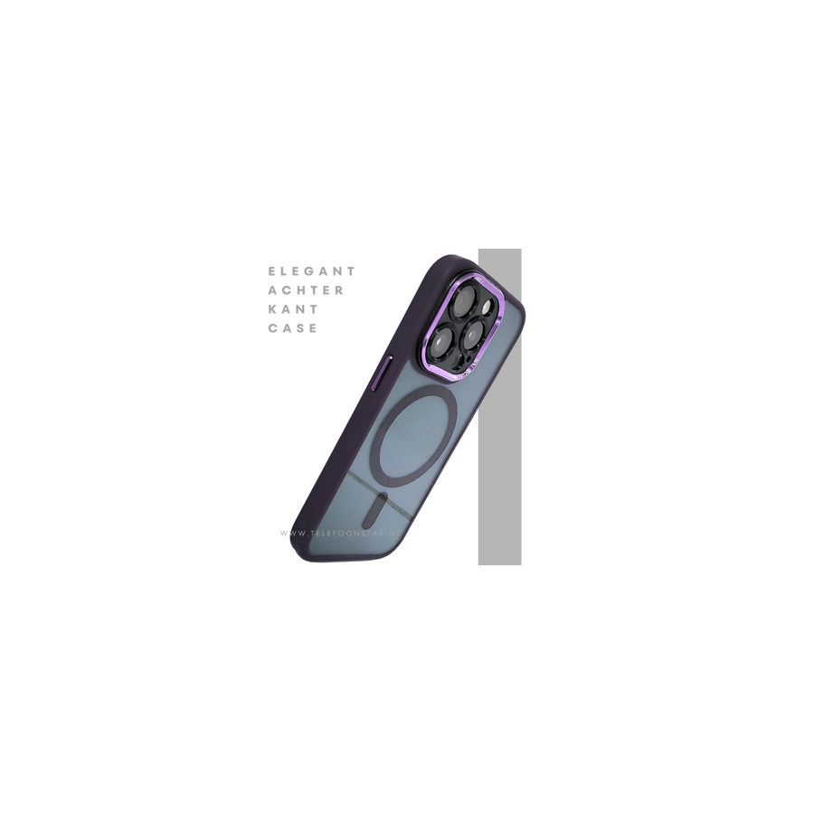 Transparant Paars iPhone 15 Pro Hoesje met MagSafe &ndash; Modern &amp; Magnetisch | Telefoonstar.nl