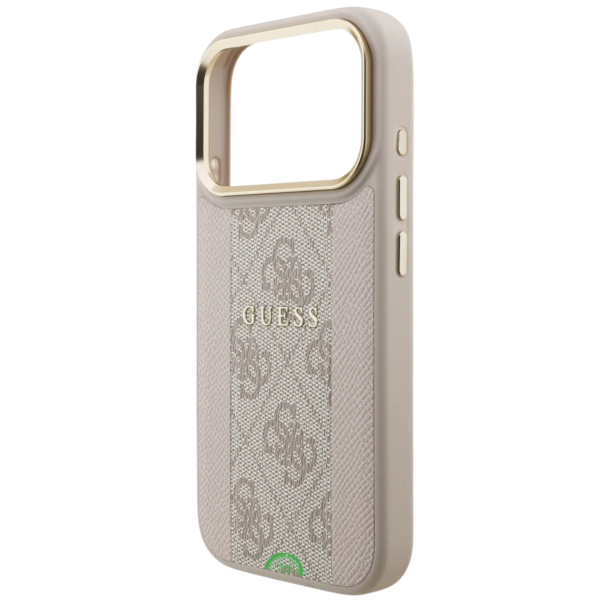 Hoesje voor iPhone 17 Pro Beige met Gouden Camerarand, antislip zijkanten – foto 3