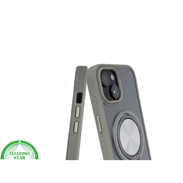iPhone 15 Hoesje &ndash; Transparant Met Taupe Rand &amp; Zilveren Ringhouder | Elegant &amp; Functioneel – foto 7