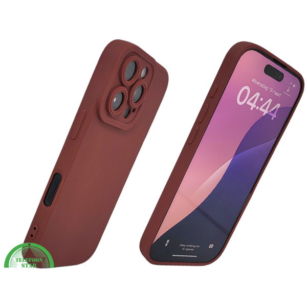 iPhone 16 Pro Max Donkerrood Hoesje Mat Design Met Verhoogde Camerabescherming – foto 2