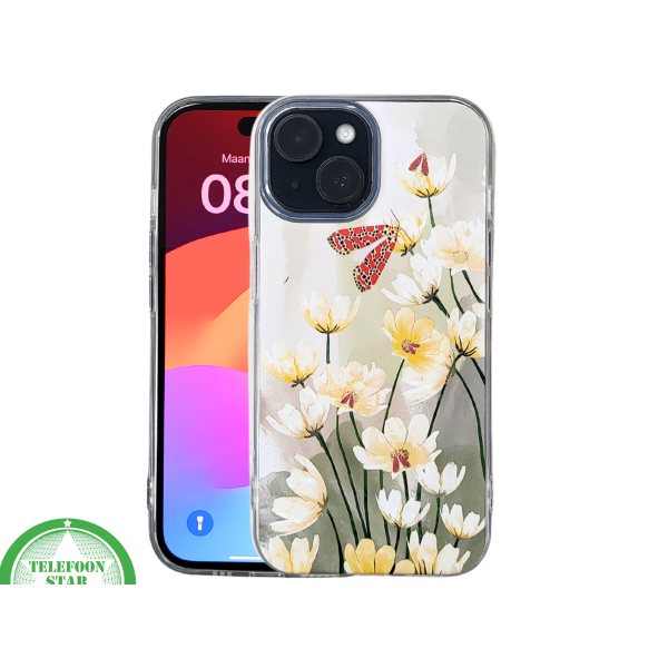 iPhone 15 Hoesje &ndash; Transparant Met Bloemen &amp; Vlinderprint | Elegant, Natuur &amp; Uniek – foto 3