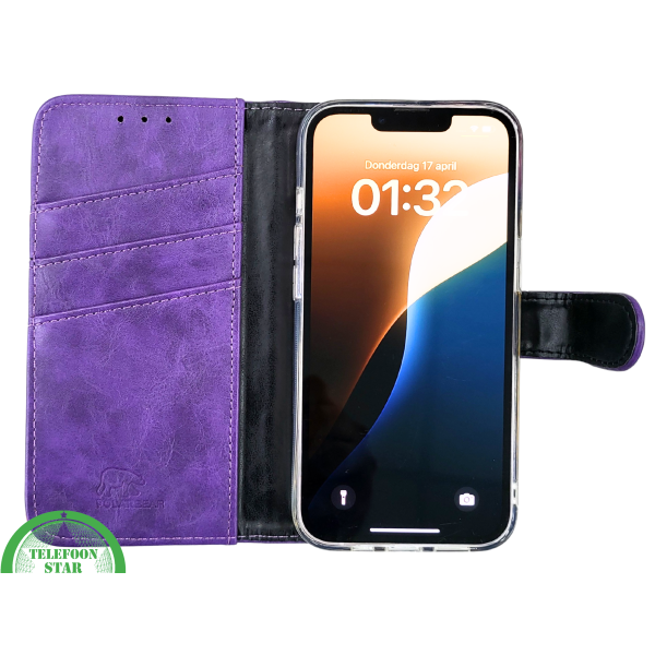 Paars Bookcase Hoesje iPhone 13 / 14 &ndash; Luxe Wallet Case met Magneetsluiting | &euro;14,95 – foto 4