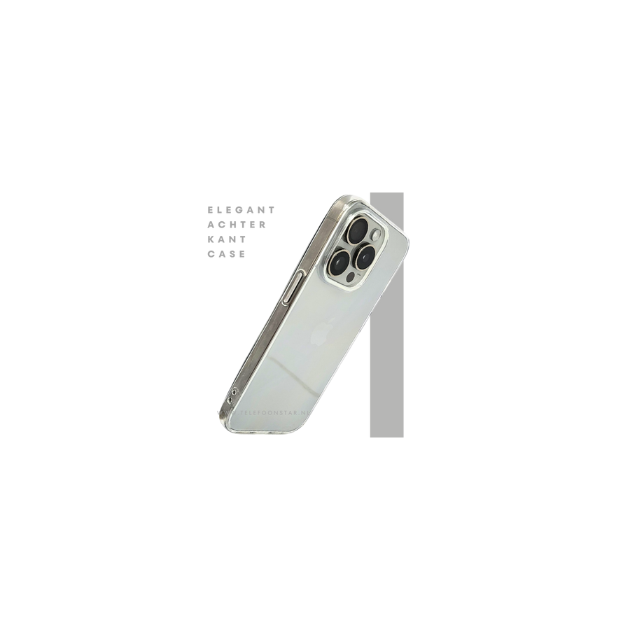 Transparant iPhone 15 Pro Hoesje met Zilveren Randen &ndash; Elegant &amp; Slank | Telefoonstar.nl