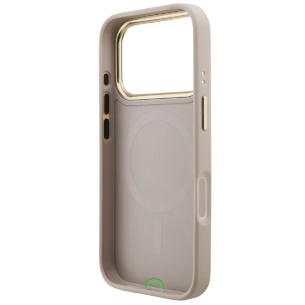 Hoesje voor iPhone 17 Pro Beige met Gouden Camerarand, antislip zijkanten – foto 4