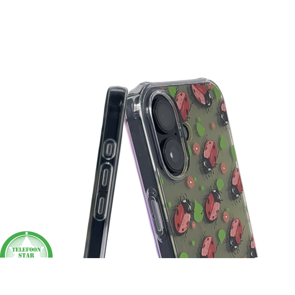 iPhone 16 hoesje transparant met lieveheersbeestjes print en schokbestendige bescherming – foto 6