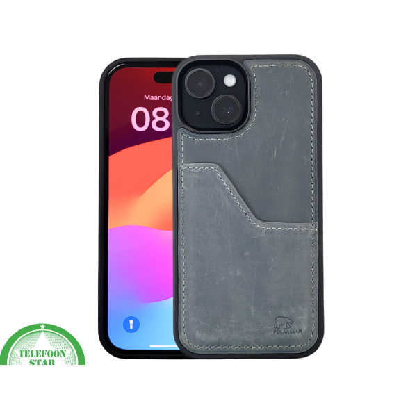 iPhone 15 Hoesje &ndash; Donkergroen Vintage Leerlook Met Kaarthouder | Stoer &amp; Praktisch – foto 3