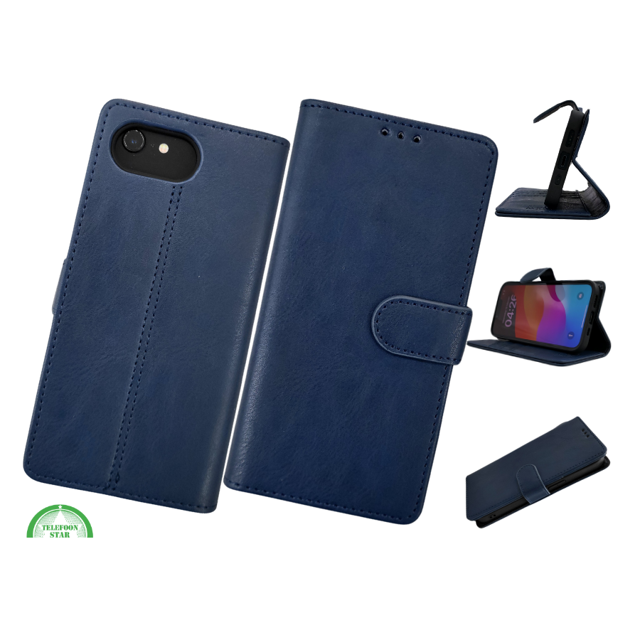 Hoesje voor iphone 17e Boek Case Leer Wallet Case Donkerblauwe 