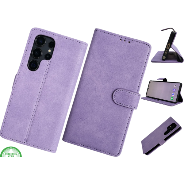 Hoesje voor Samsung S26 Ultra paars Boek Leer Stijlvolle en Beschermende Wallet lather – foto 2