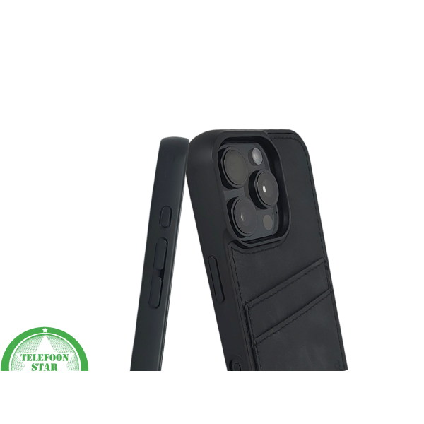 iPhone 16 Pro Zwart Leren Hoesje met Kaartvakken &ndash; Elegante Bescherming – foto 6