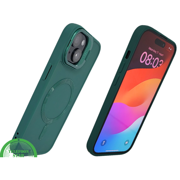 iPhone 15 Hoesje &ndash; Donkergroen Met MagSafe Ondersteuning | Stoer &amp; Slim Ontwerp – foto 2
