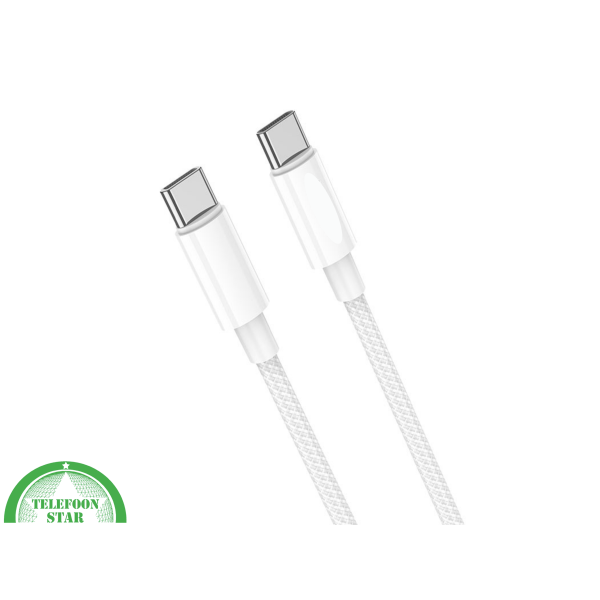 USB-C naar USB-C Oplaadkabel 1 Meter &ndash; Witte Gevlochten Snelladerkabel – foto 4