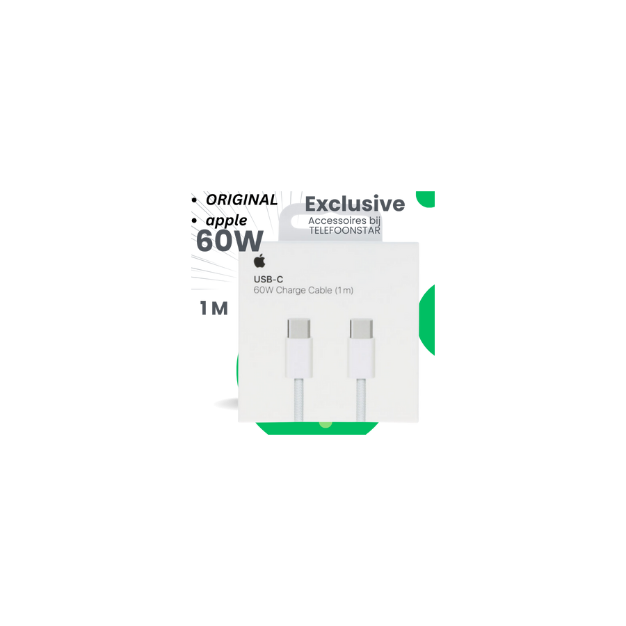 Originele Apple USB-C 60W Snellaadkabel 1 Meter &ndash; iPhone 18 Serie